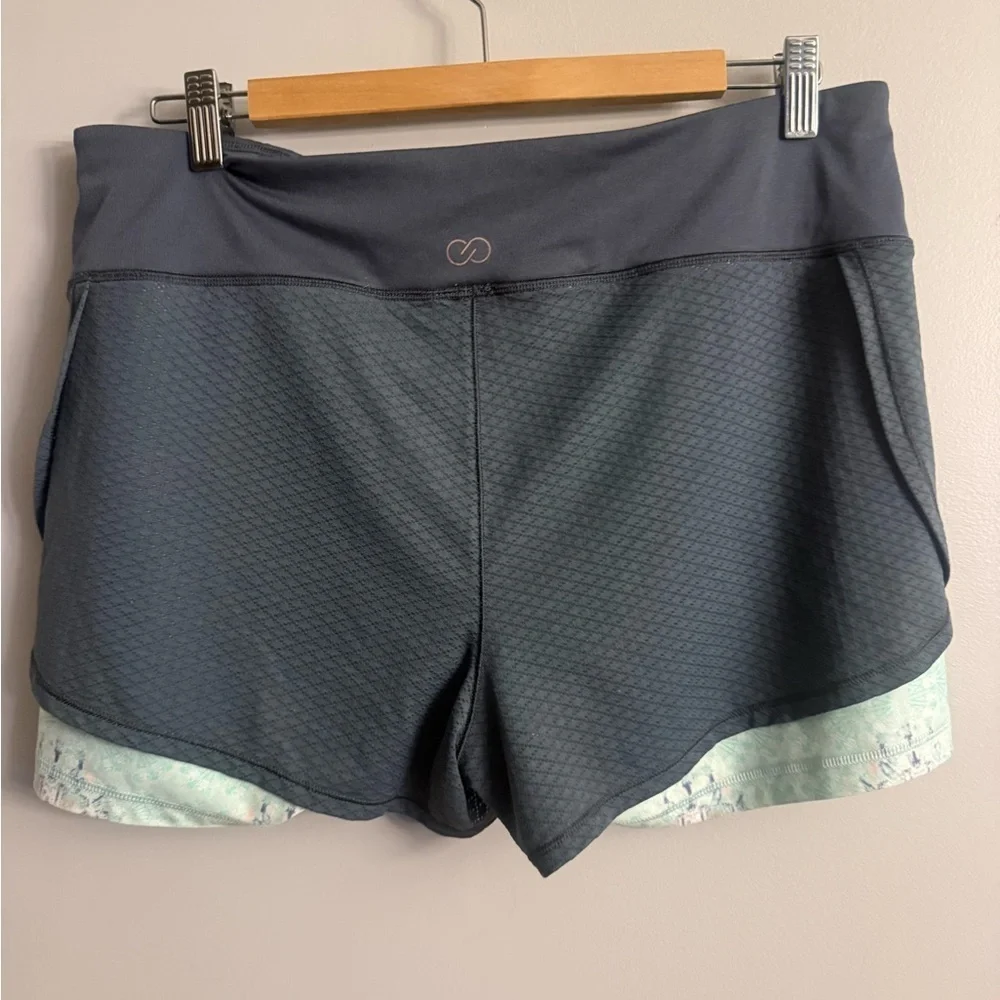 CALIA by Carrie Underwood Dark Gray and Mint Athletic Shorts - Picture 3 of 4